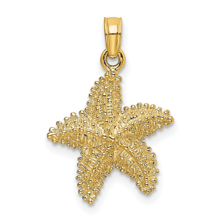10K Yellow Gold Starfish with Beaded Texture Charm, Small