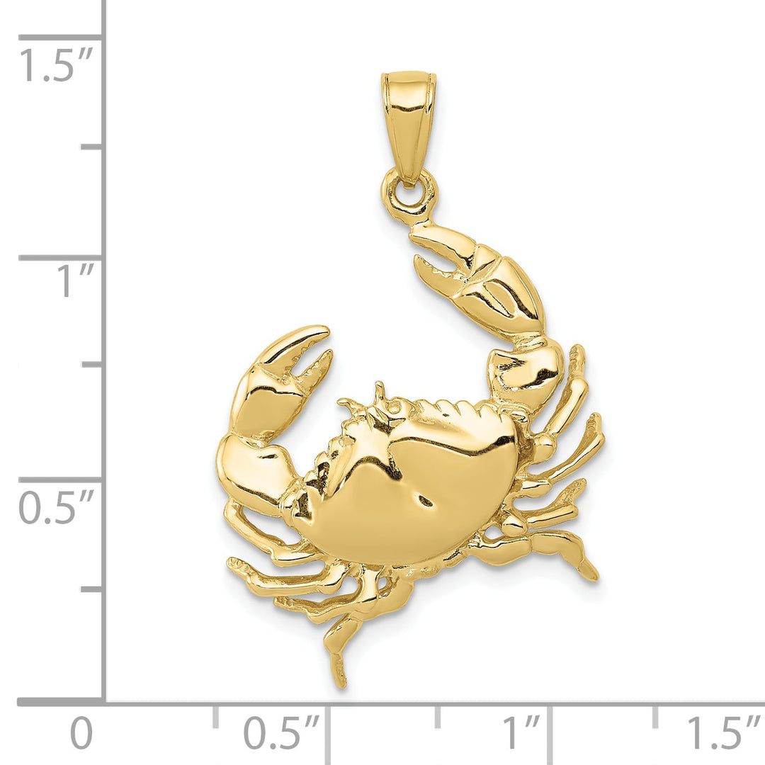 10K Yellow Gold Stone Crab with Claw Extended Pendant