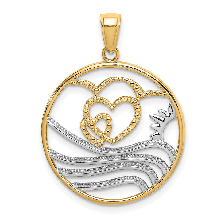 10K Yellow Gold Sun / Hearts / Water in Circle Charm