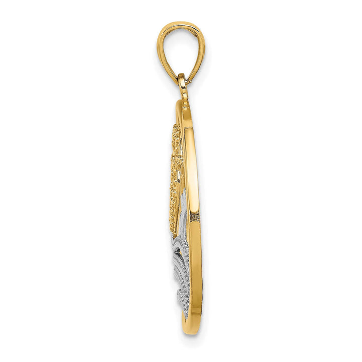 10K Yellow Gold Sun / Hearts / Water in Circle Charm