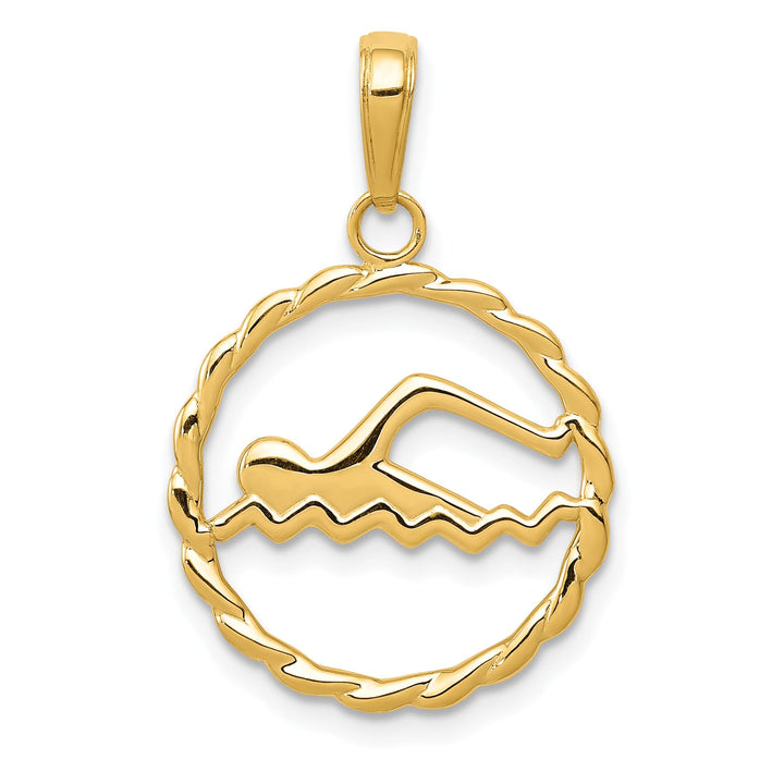 10K Yellow Gold Swimming Inside Frame Pendant