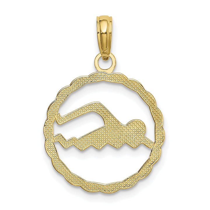 10K Yellow Gold Swimming Inside Frame Pendant
