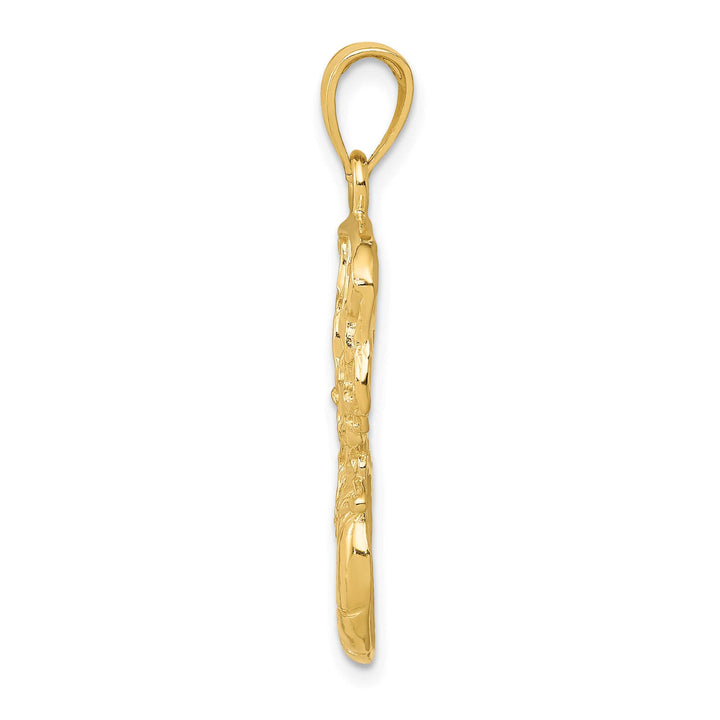 10K Yellow Gold Swoosh Basketball and Net Pendant, Large