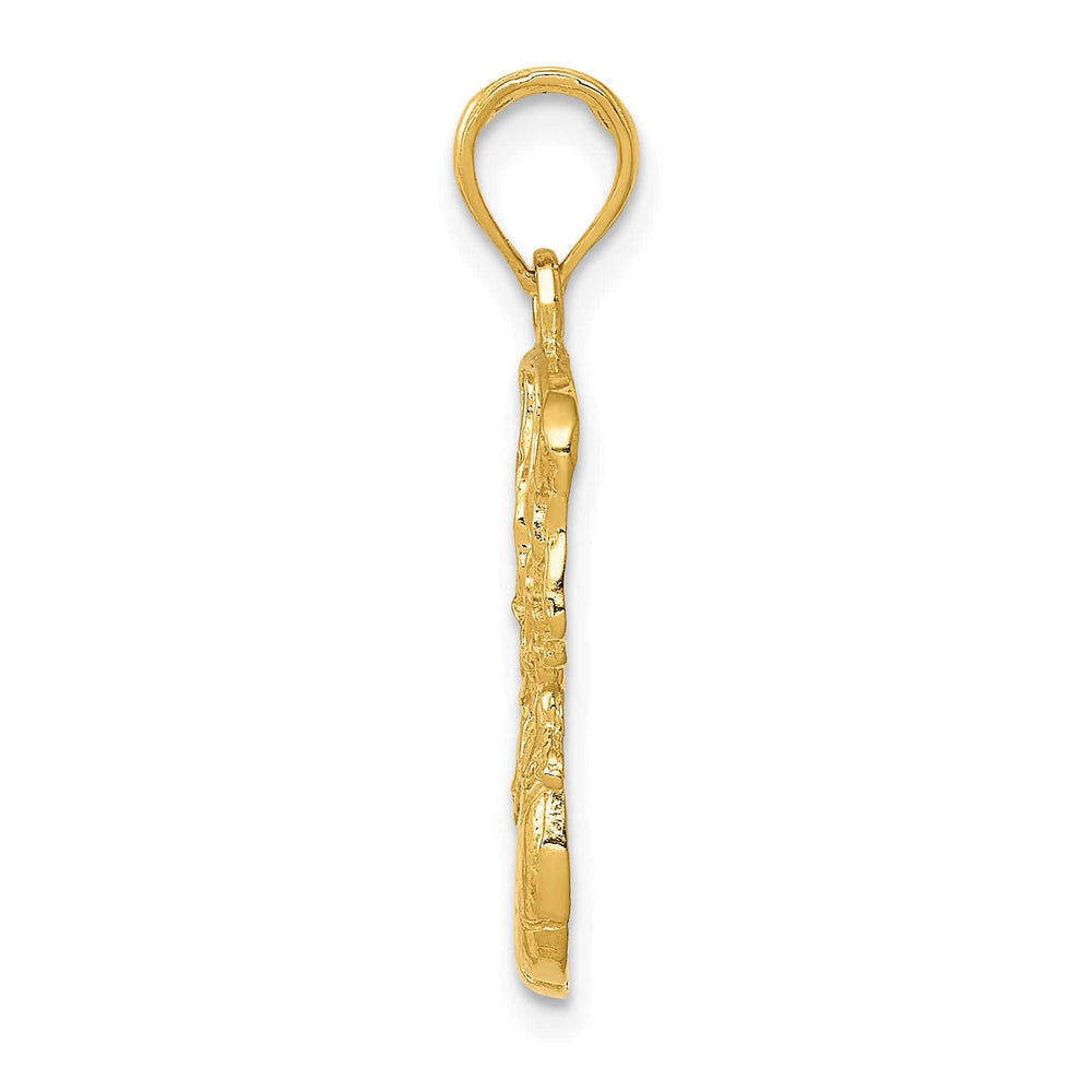 10K Yellow Gold Swoosh Basketball and Net Pendant, Small