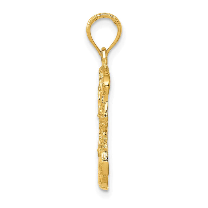 10K Yellow Gold Swoosh Basketball and Net Pendant, Small