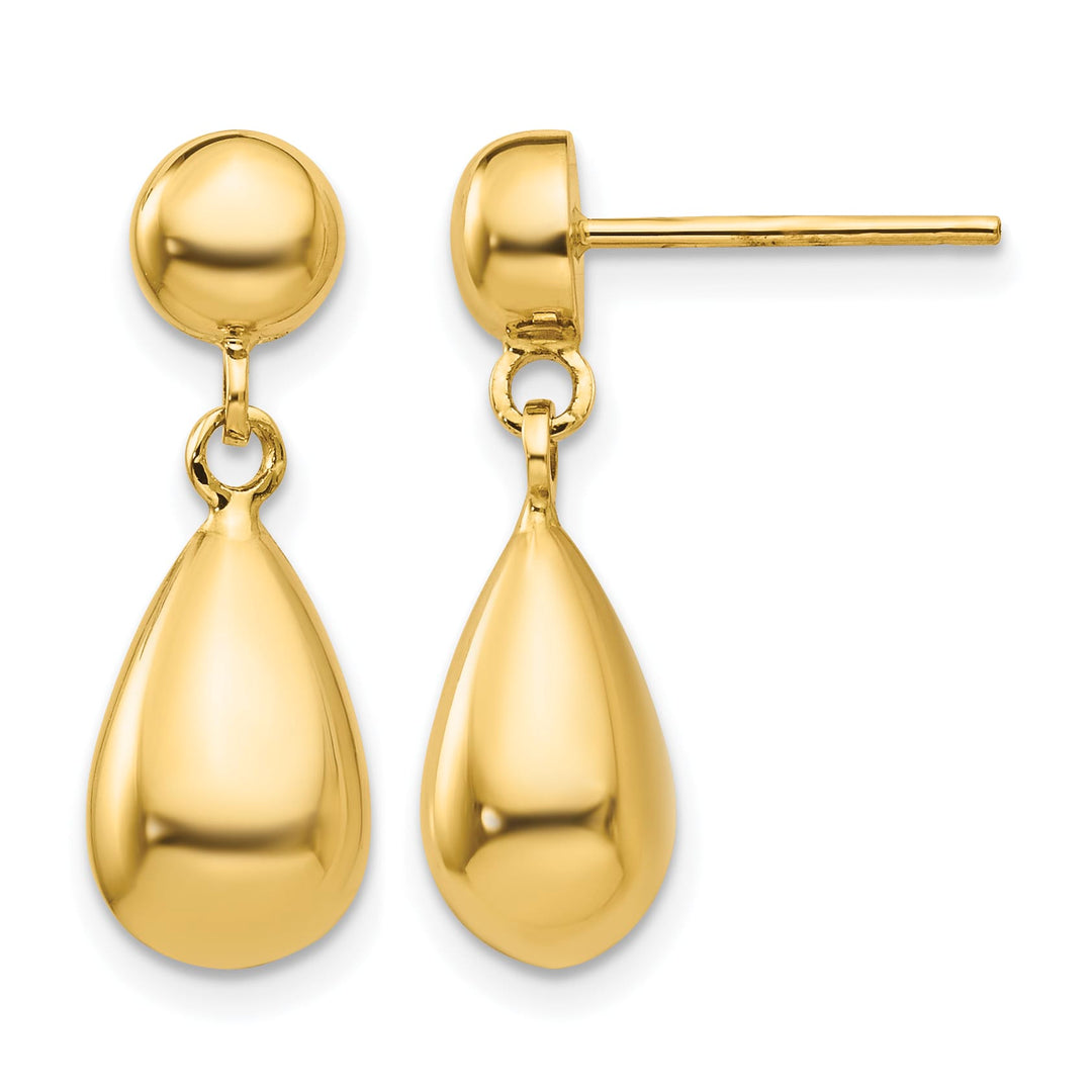 10k Yellow Gold Teardrop Hollow Post Dangle Earrings