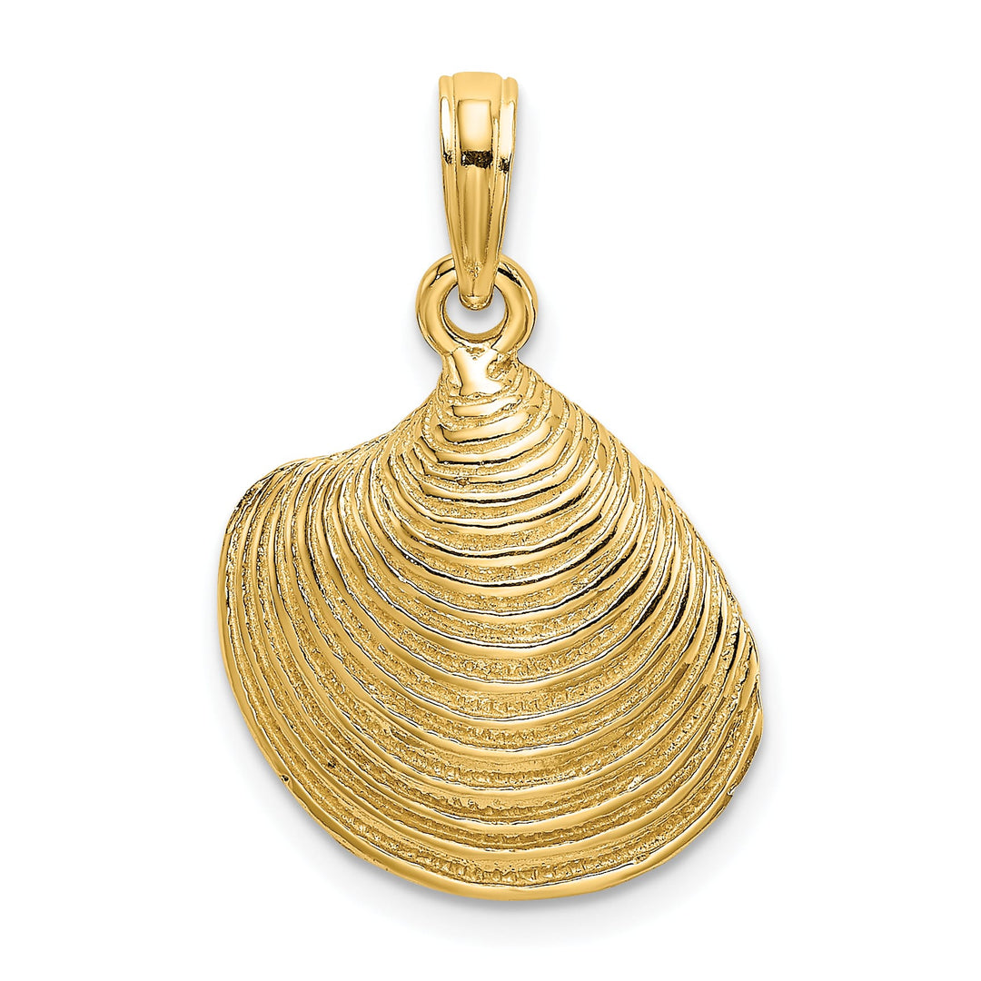 10K Yellow Gold Textured 2-D Clam Shell Charm