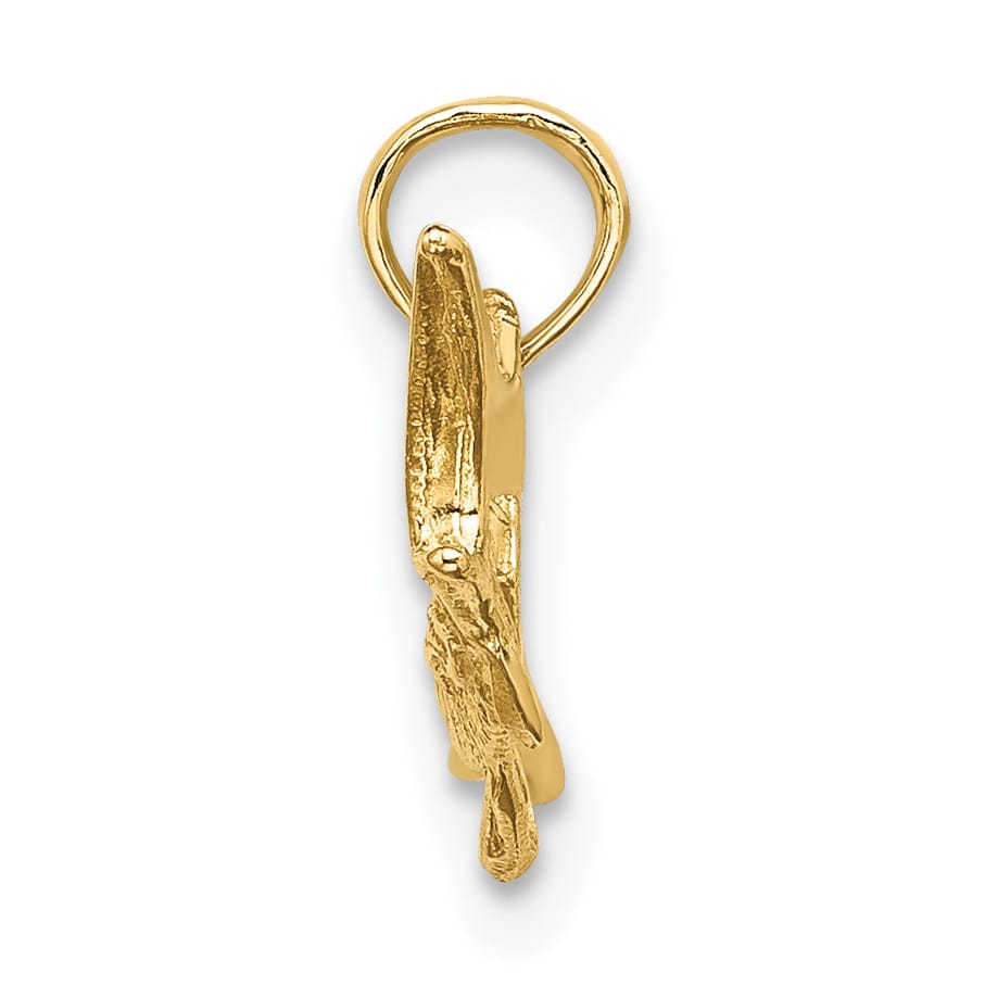 10K Yellow Gold Textured 2-D Marlin Fish Charm