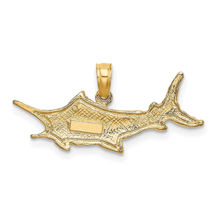 10K Yellow Gold Textured 2-D Marlin Fish Charm