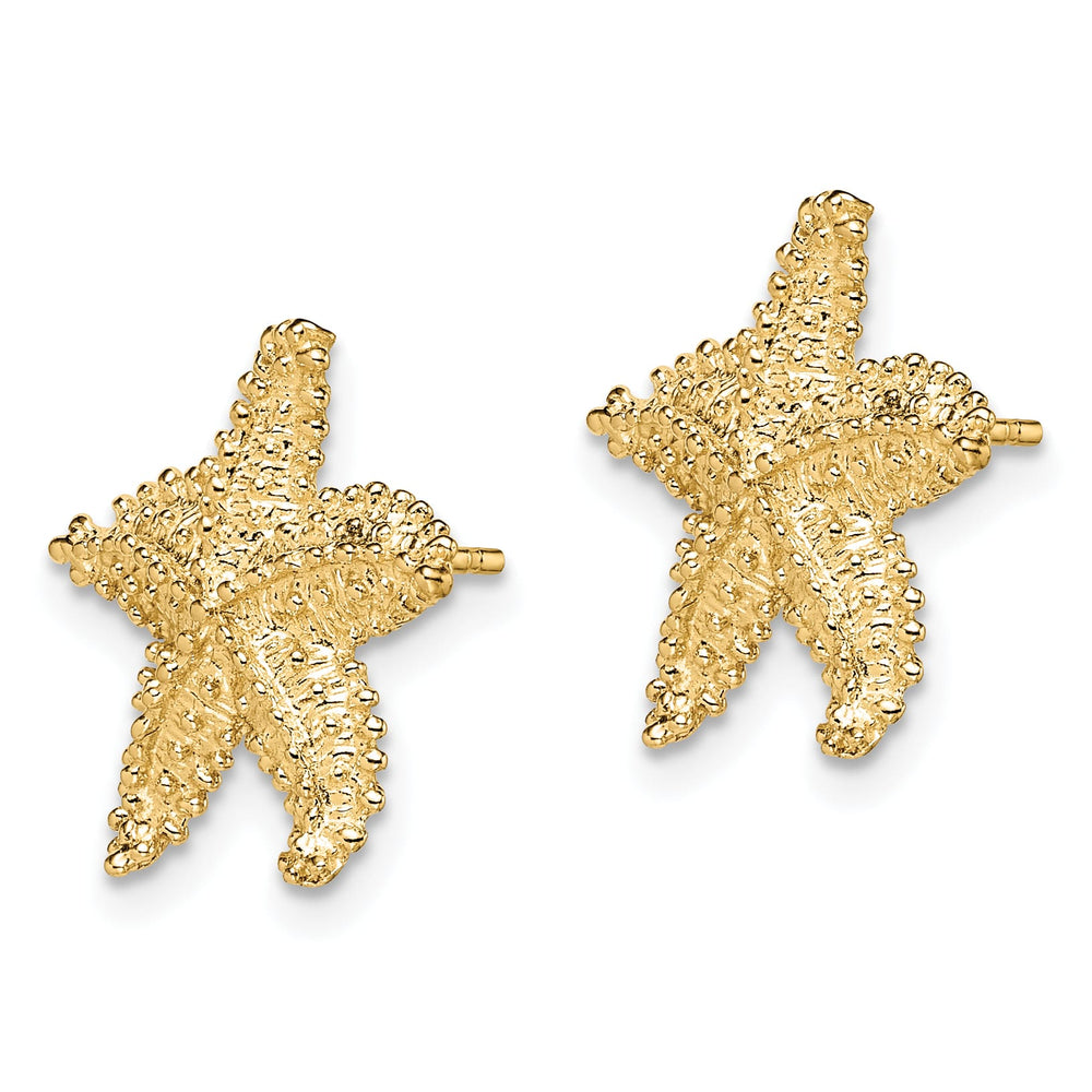 10k Yellow Gold Textured Beaded Starfish Post Earrings