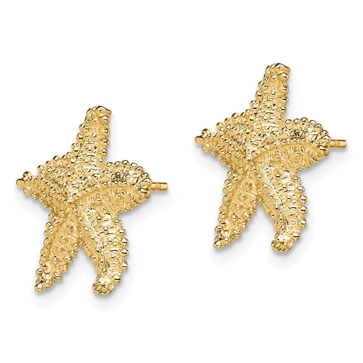 10k Yellow Gold Textured Beaded Starfish Post Earrings