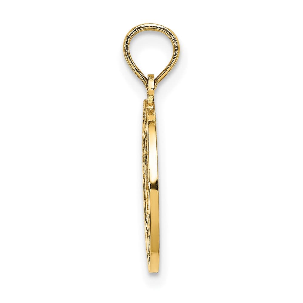 10K Yellow Gold Textured Communion Cup on Round Disc Charm