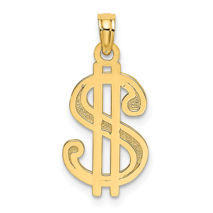 10K Yellow Gold Textured Dollar Sign Charm