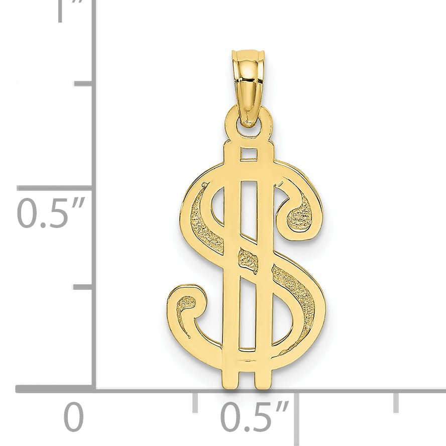 10K Yellow Gold Textured Dollar Sign Charm