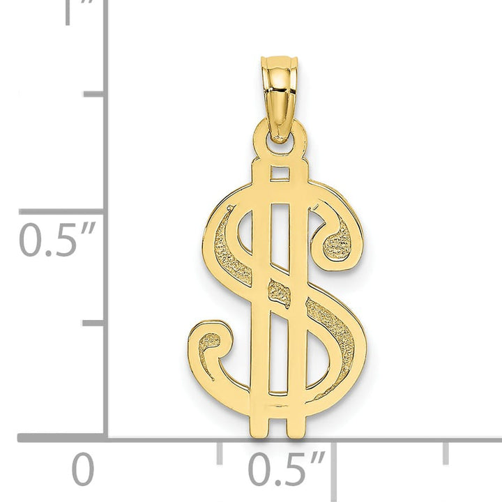10K Yellow Gold Textured Dollar Sign Charm