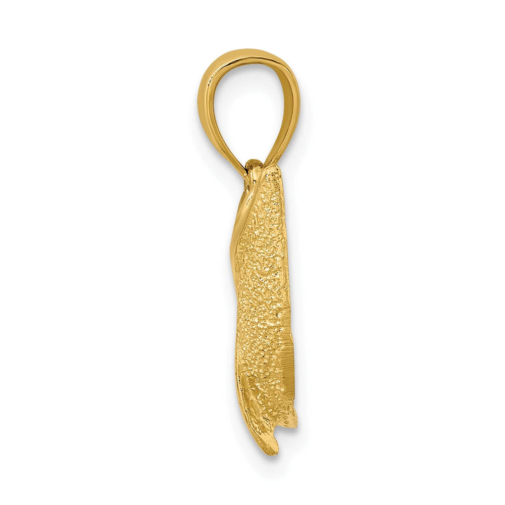 10K Yellow Gold Textured Dolphin Jumping Charm, Large