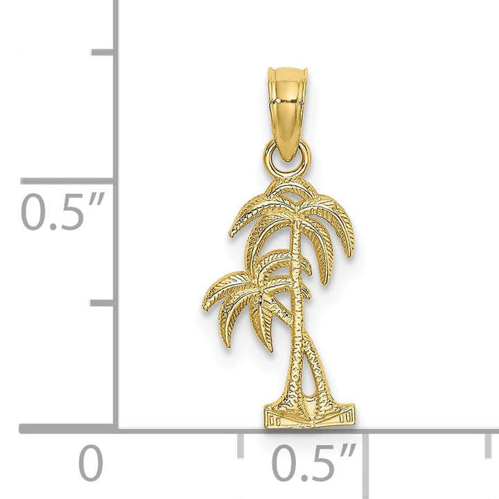 10K Yellow Gold Textured Double Palm Tree Charm
