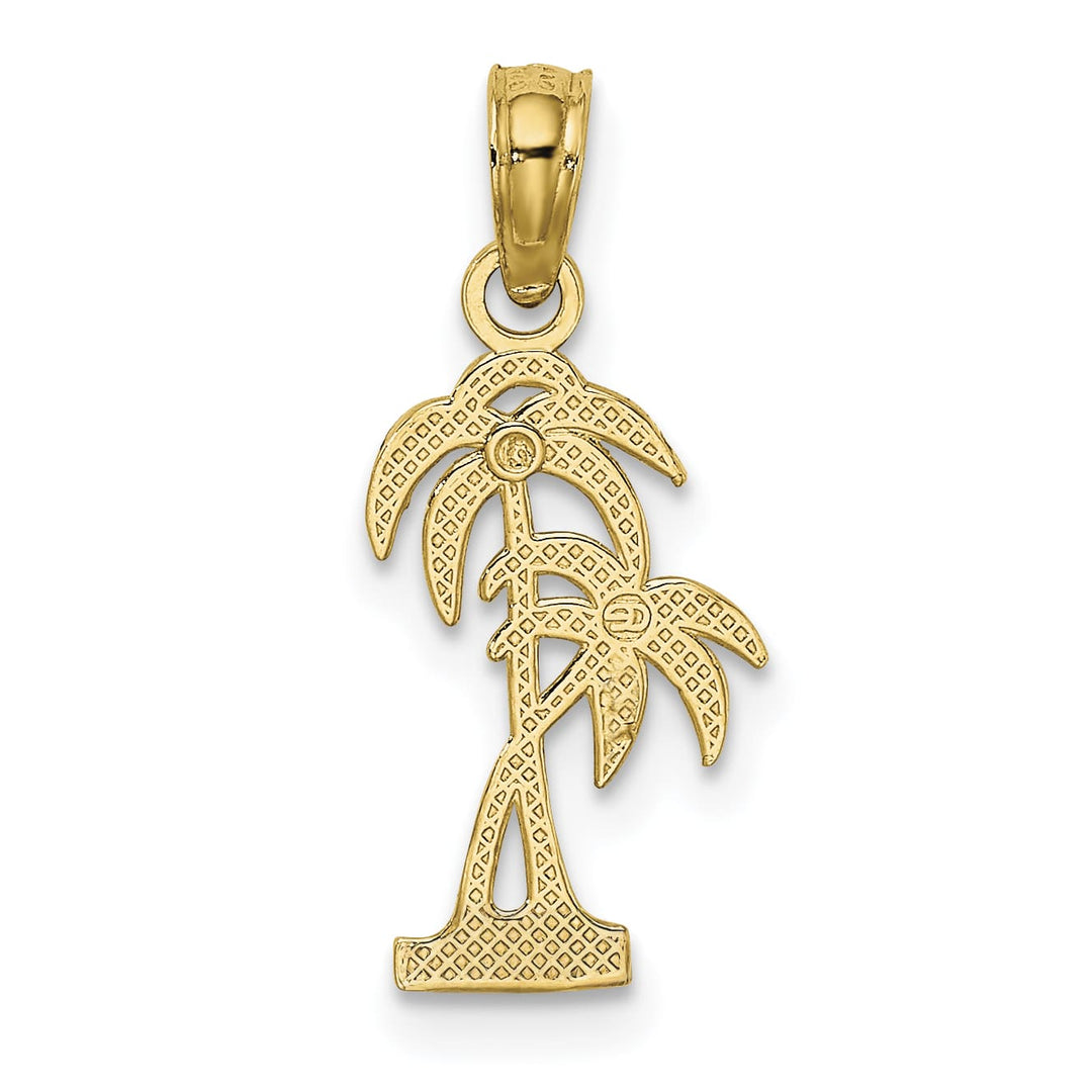 10K Yellow Gold Textured Double Palm Tree Charm