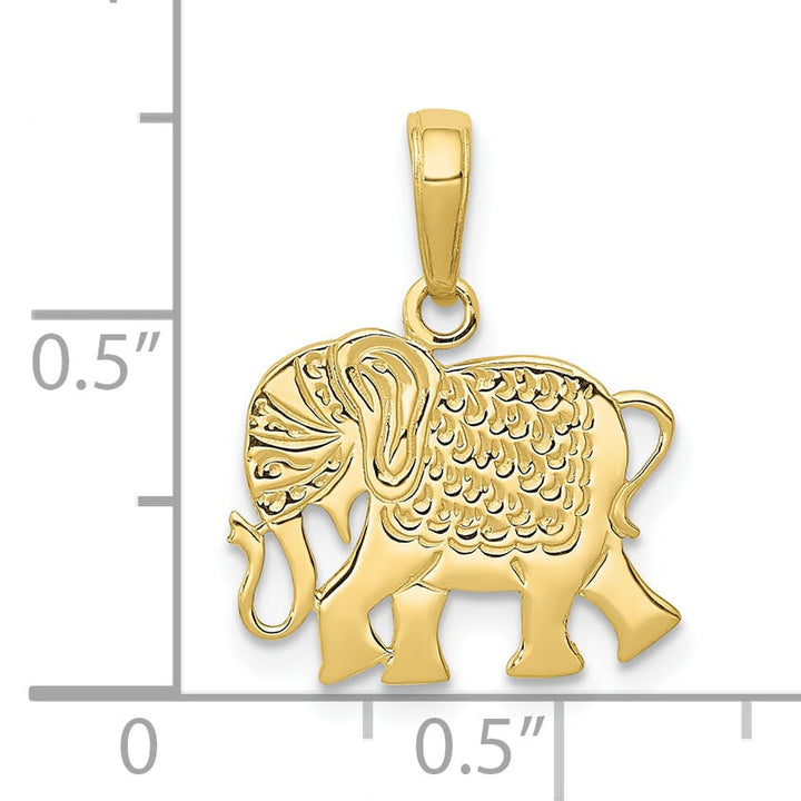10K Yellow Gold Textured Elephant Pendant