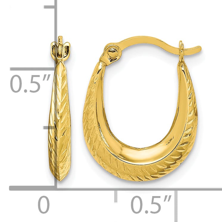 10k Yellow Gold Textured Hollow Hoop Earrings