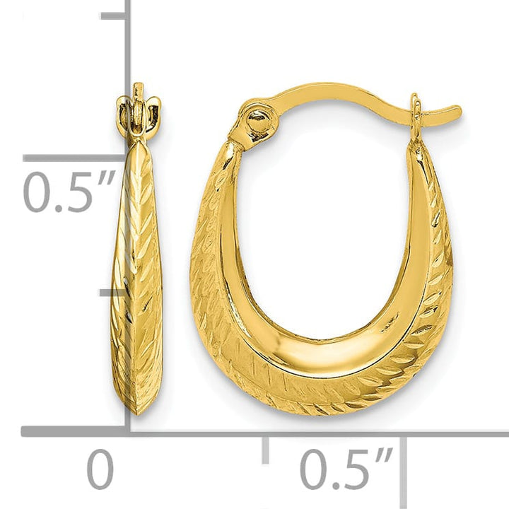 10k Yellow Gold Textured Hollow Hoop Earrings