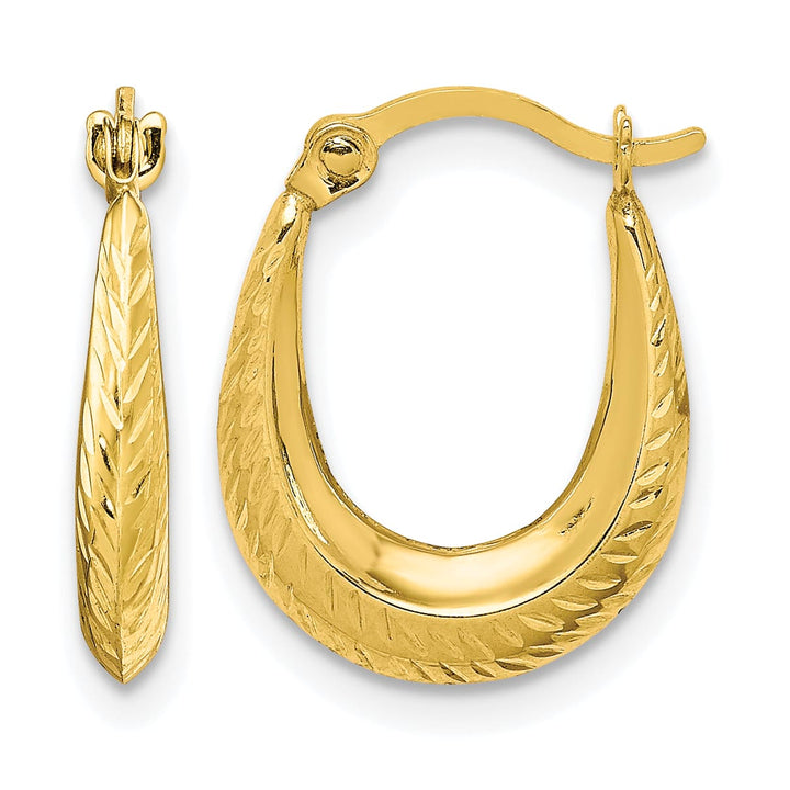 10k Yellow Gold Textured Hollow Hoop Earrings