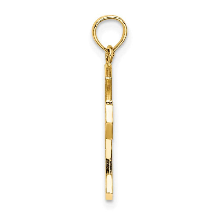 10K Yellow Gold Textured Medium Cut-Out Center Budded Cross Charm