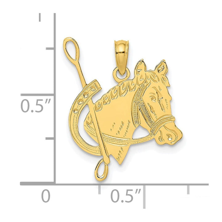 10K Yellow Gold Textured Medium Horse Head / Crop / Horseshoe Charm