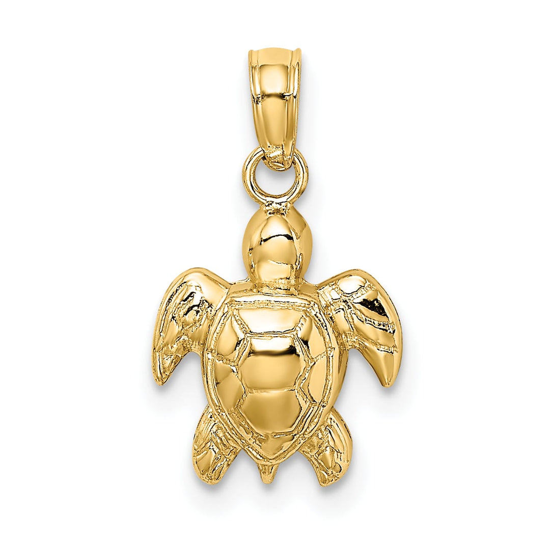 10K Yellow Gold Textured Mini Sea Turtle Charm