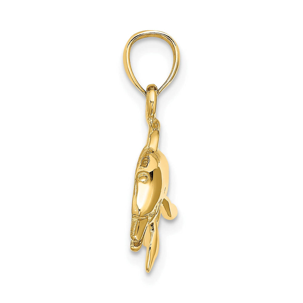 10K Yellow Gold Textured Polished Dolphin Jumping Charm