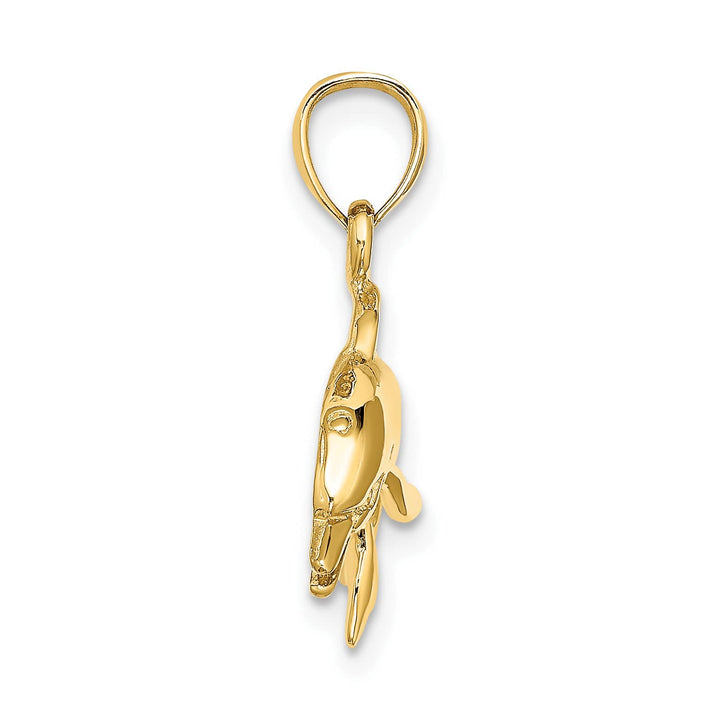 10K Yellow Gold Textured Polished Dolphin Jumping Charm