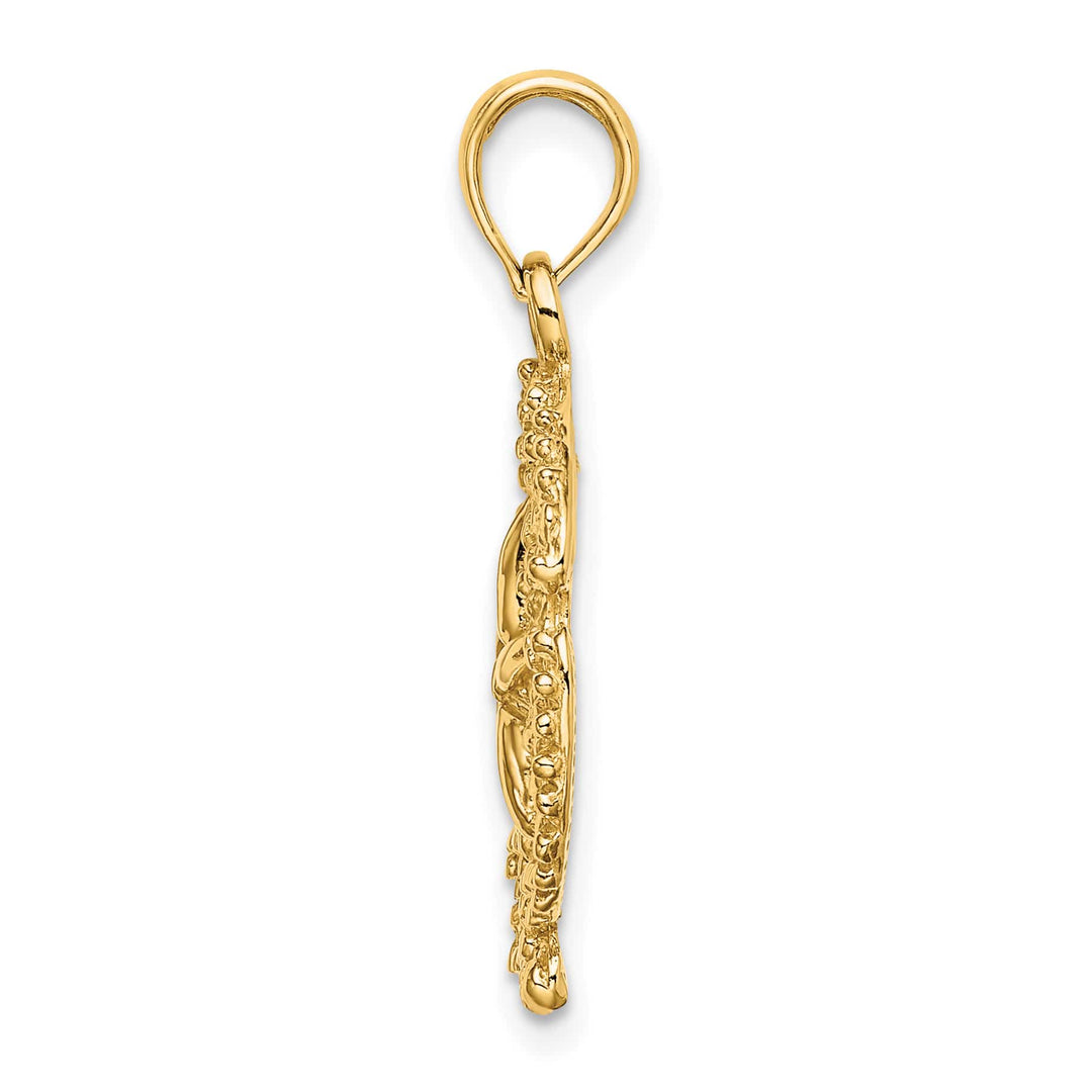 10K Yellow Gold Textured Sand Dollar Charm