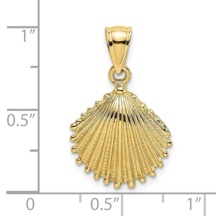 10K Yellow Gold Textured Scallop Shell Charm