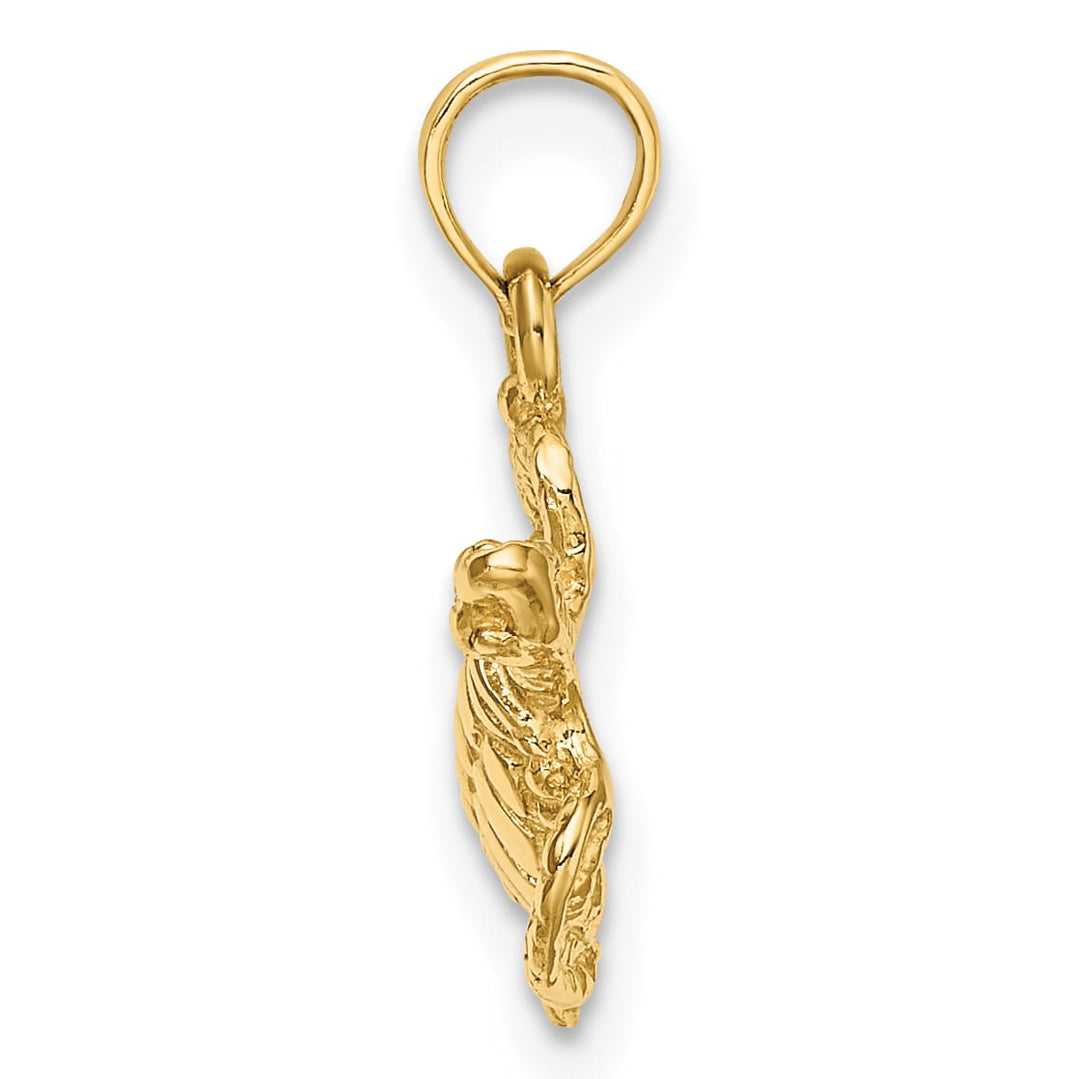 10K Yellow Gold Textured Sea Turtle Charm, 11.5mm