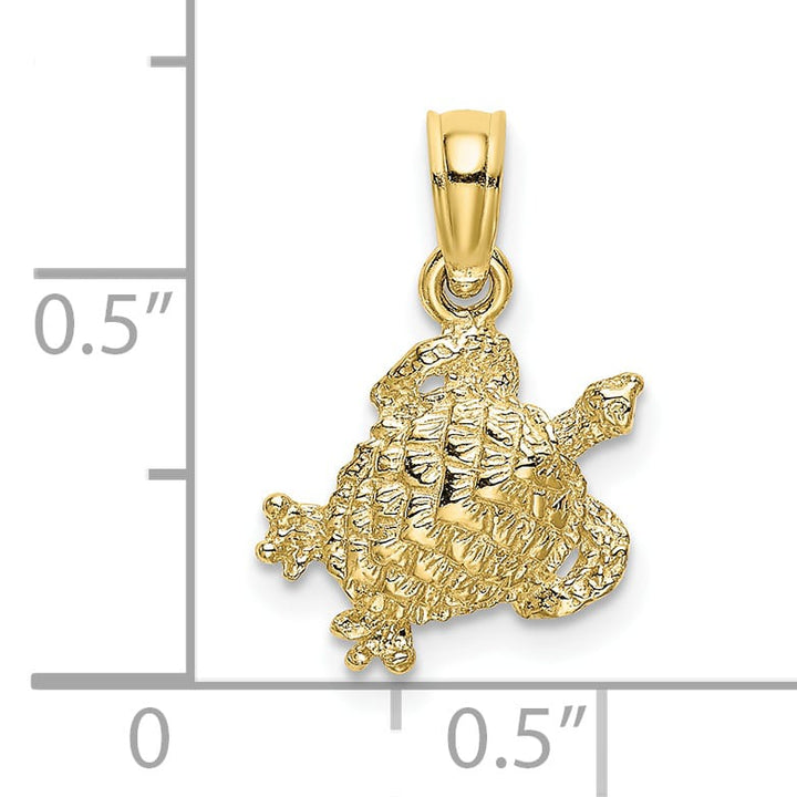 10K Yellow Gold Textured Sea Turtle Charm, 14.95mm