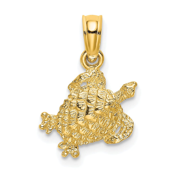 10K Yellow Gold Textured Sea Turtle Charm, 14.95mm