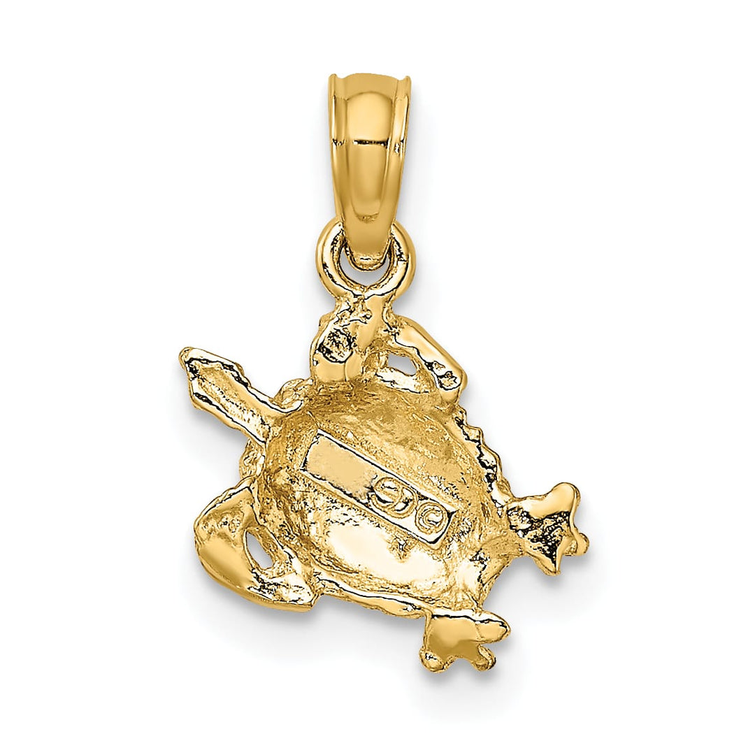 10K Yellow Gold Textured Sea Turtle Charm, 14.95mm