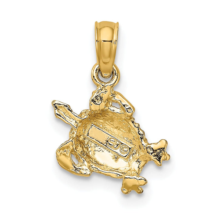 10K Yellow Gold Textured Sea Turtle Charm, 14.95mm