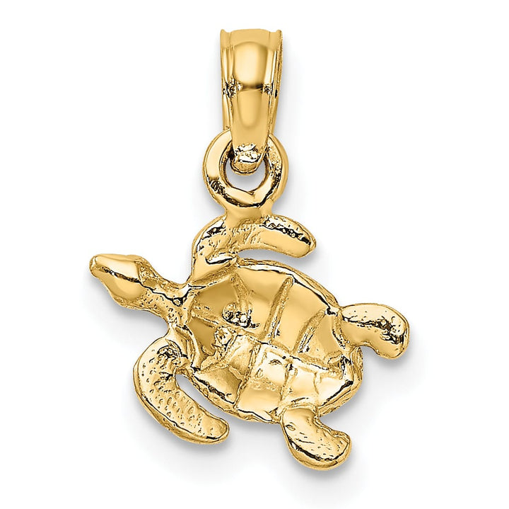 10K Yellow Gold Textured Sea Turtle Charm, 15.2mm