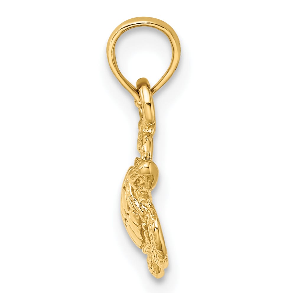 10K Yellow Gold Textured Sea Turtle Charm, 15.2mm