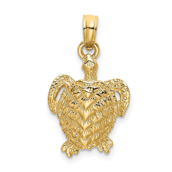 10K Yellow Gold Textured Sea Turtle Charm, 20.9mm