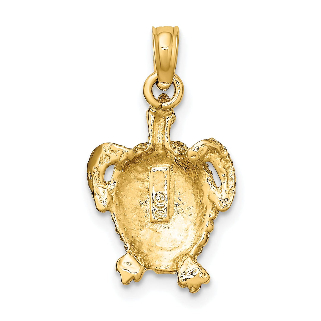 10K Yellow Gold Textured Sea Turtle Charm, 20.9mm