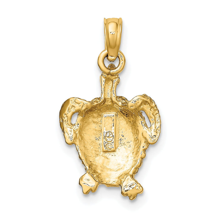 10K Yellow Gold Textured Sea Turtle Charm, 20.9mm