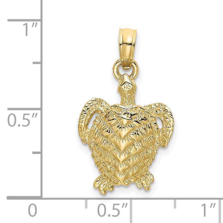10K Yellow Gold Textured Sea Turtle Charm, 20.9mm