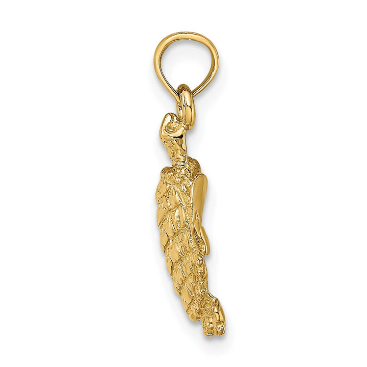 10K Yellow Gold Textured Sea Turtle Charm, 20.9mm