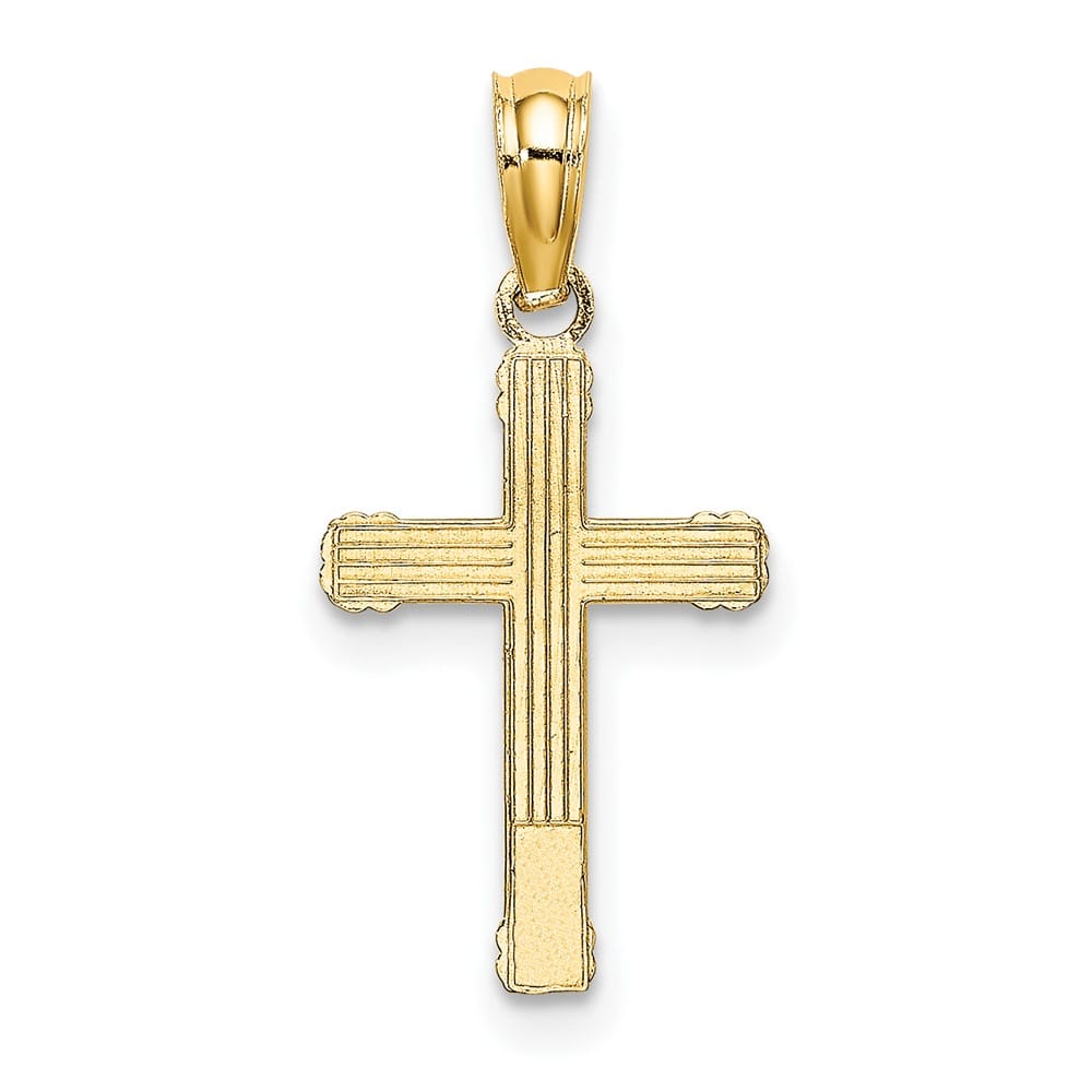 10K Yellow Gold Textured Small with Center Heart Latin Cross Charm