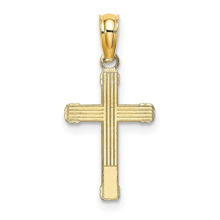 10K Yellow Gold Textured Small with Center Heart Latin Cross Charm
