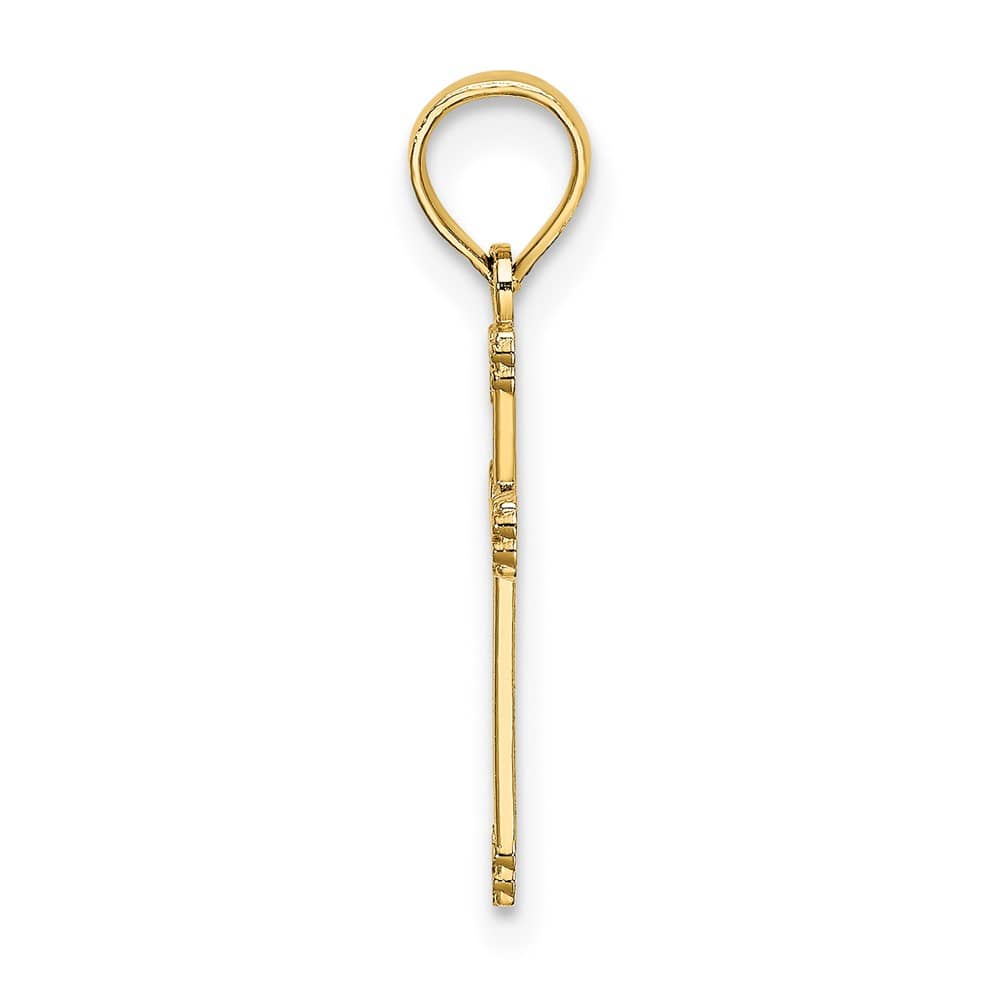10K Yellow Gold Textured Small with Center Heart Latin Cross Charm
