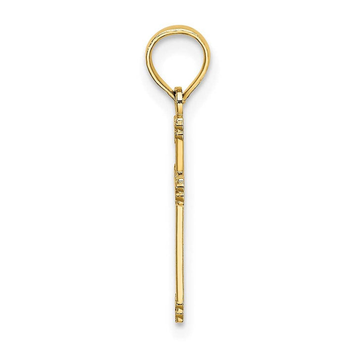 10K Yellow Gold Textured Small with Center Heart Latin Cross Charm