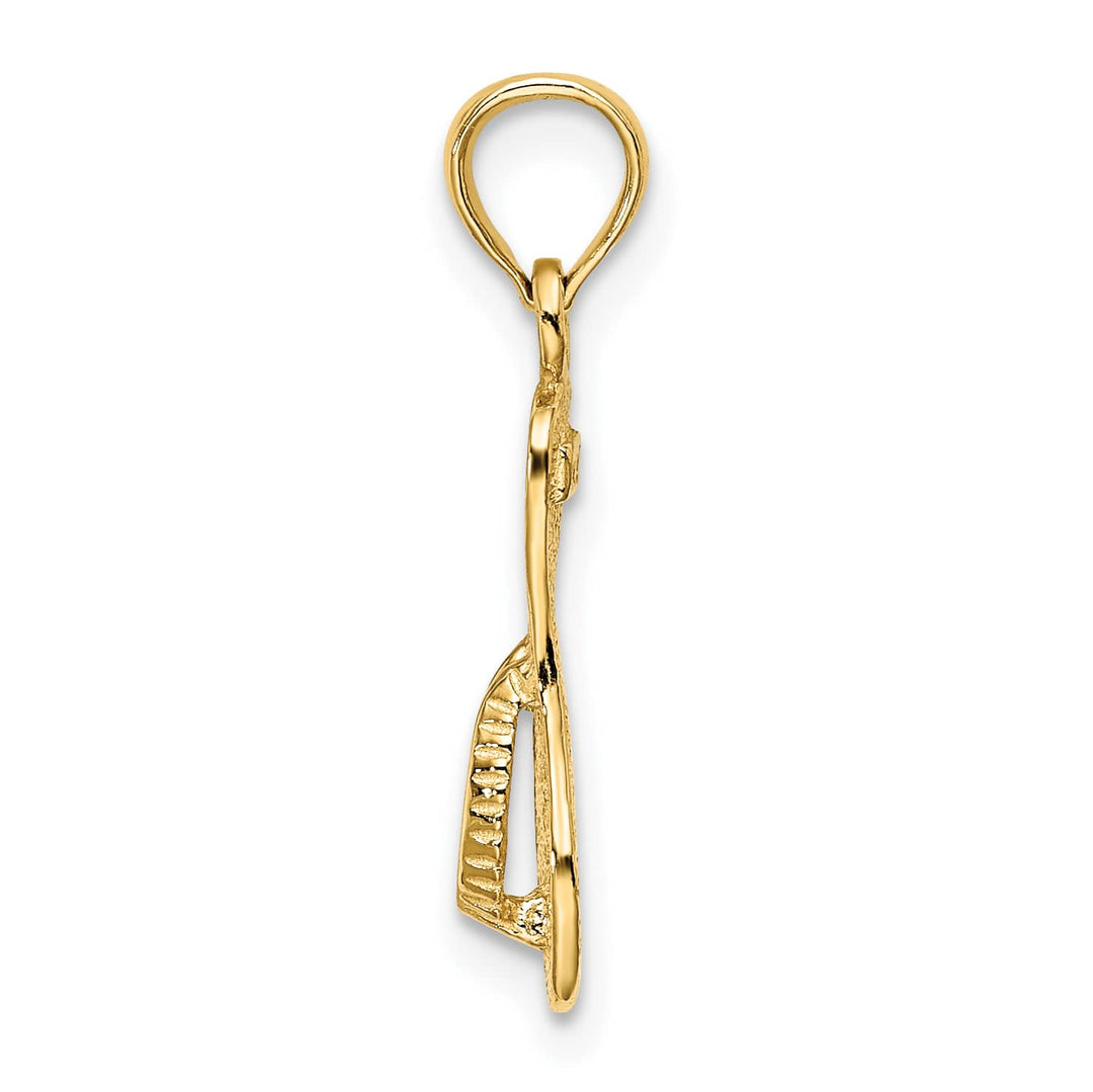 10K Yellow Gold Textured Straps Single Flip-Flop Charm